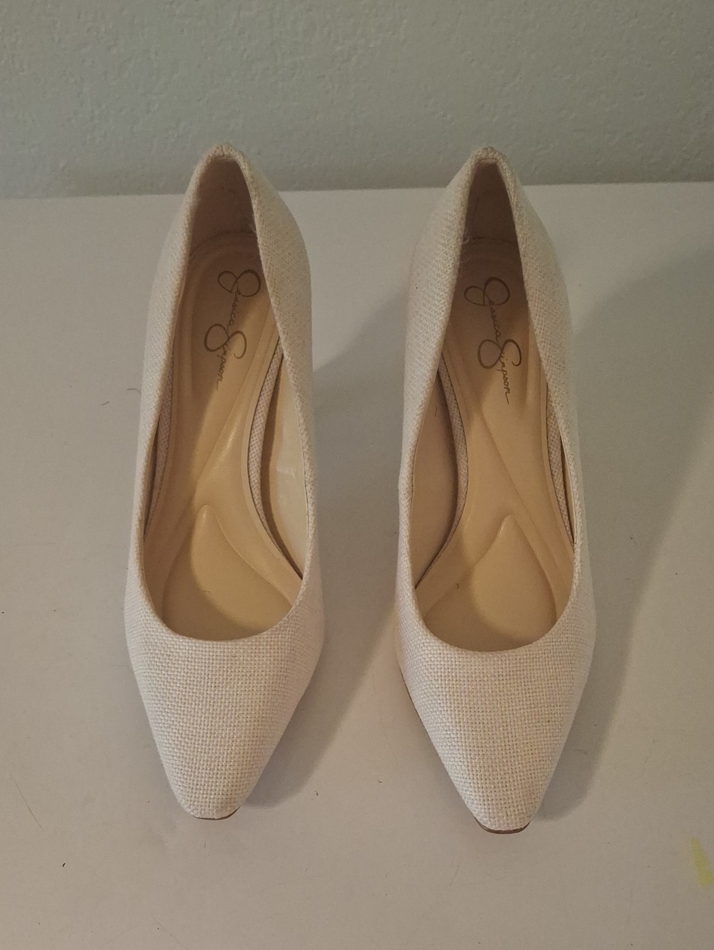 Jessica Simpson Ivory Pointed-Toe Pumps